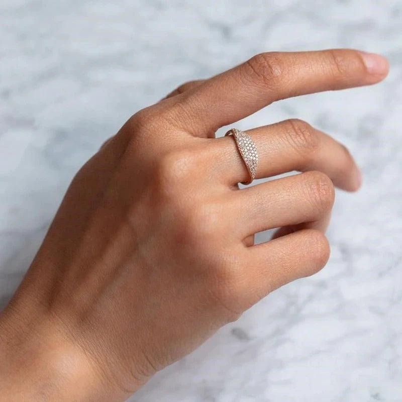 luckacco daily picks paved cubic zirconia rings for women gold color fashion wedding bands accessories daily wear exquisite ring hot jewelry