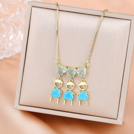 Luckacco Hot Sale Gold Plated Heart-Shaped Crystal Boys Girls Pendant Necklace For Women Girls Daily Wear Choker Birthday Gift Jewelry