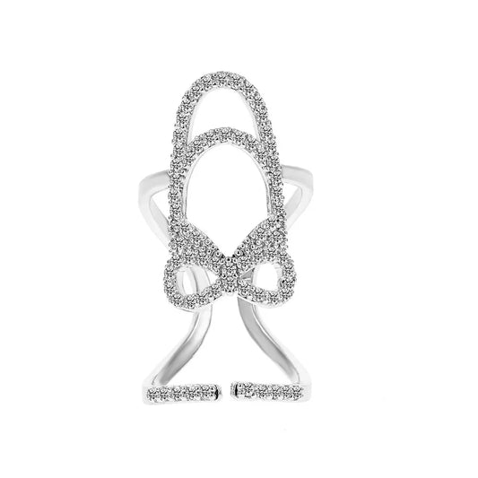 Luckacco New In 2023 Luxury Nail Ring Micro Paved Crystal Phalanx Finger Manicure Joint Cuticle Rings For Women Trend Jewelry