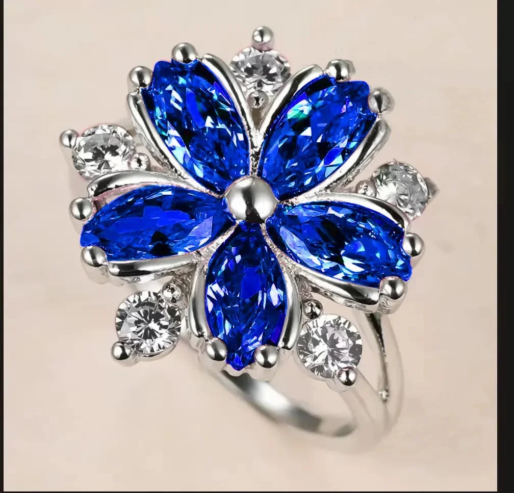 luckacco hot sale cocktail party ring flower cubic zirconia  valentine's day gift  fashion jewelry luxury rings for women & lover