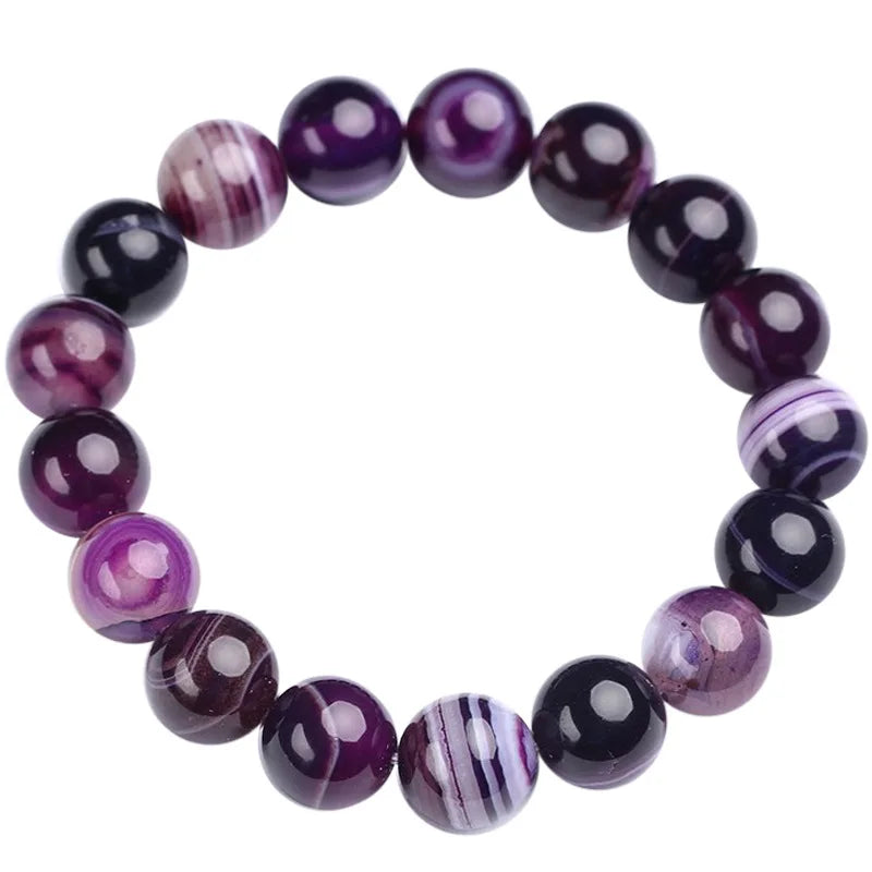 luckacco 6/8/10 mm dreamlike purple pink agate beaded bracelet natural stone gradient style beads bracletes for women hand jewelry gift