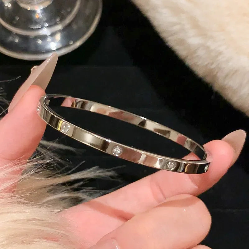 luckacco silver color stainless steel colorfast bracelets skyful star bracelet set for women fashion light luxury jewelry gifts