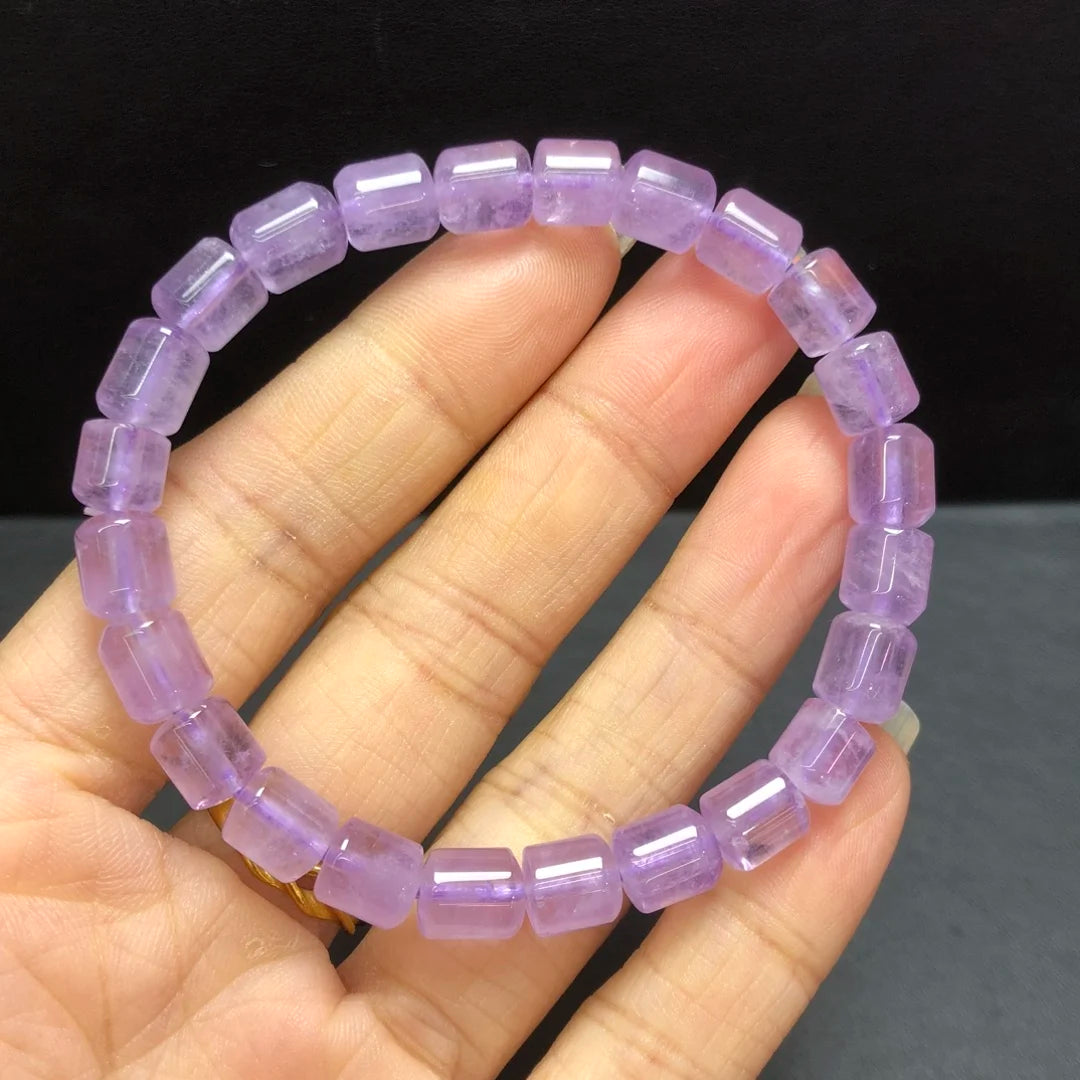 luckacco 1 pc fengbaowu natural lavender amethyst bracelet 7x11mm barrel beads crystal reiki healing stone jewelry gift for women