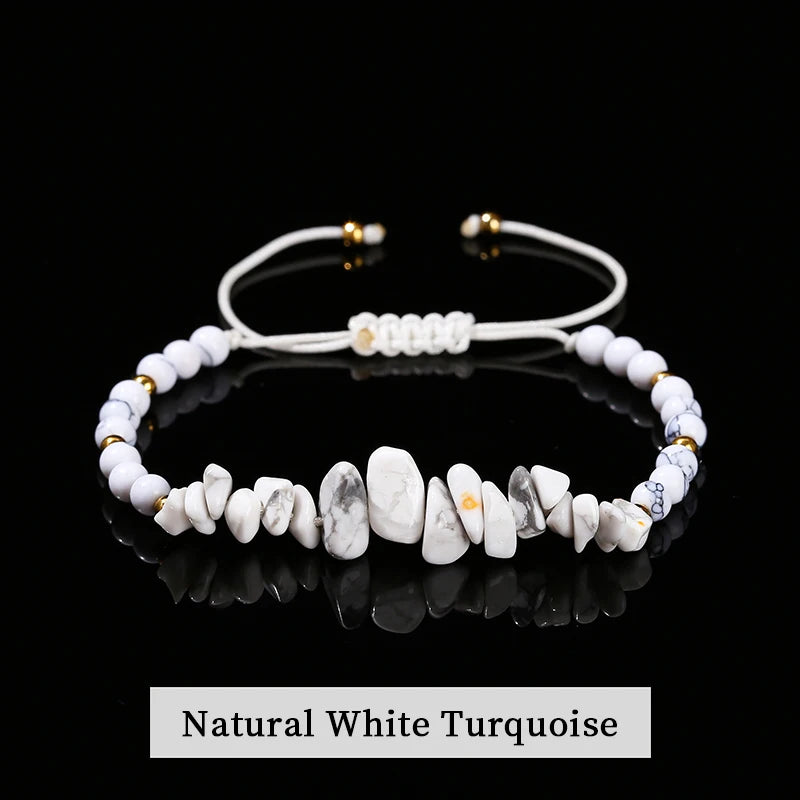 luckacco change better natural stone amethyst gravel chip bead adjustable braided bracelet women men small round bead strand healing gift