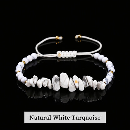 Luckacco Change Better Natural Stone Amethyst Gravel Chip Bead Adjustable Braided Bracelet Women Men Small Round Bead Strand Healing Gift