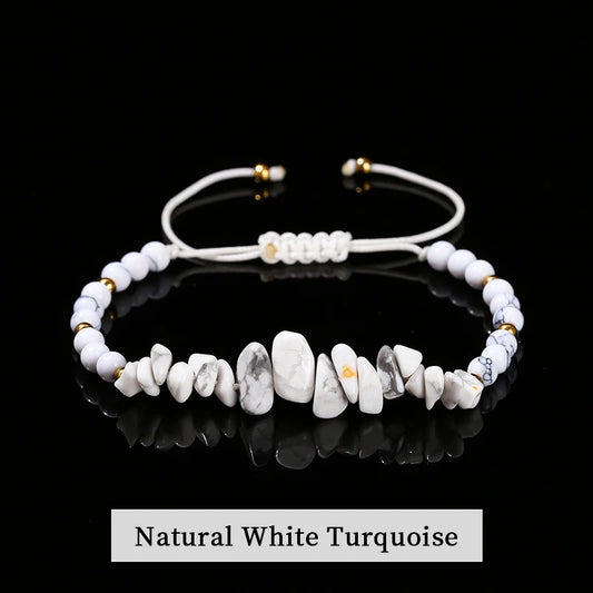 Luckacco Change Better Natural Stone Amethyst Gravel Chip Bead Adjustable Braided Bracelet Women Men Small Round Bead Strand Healing Gift