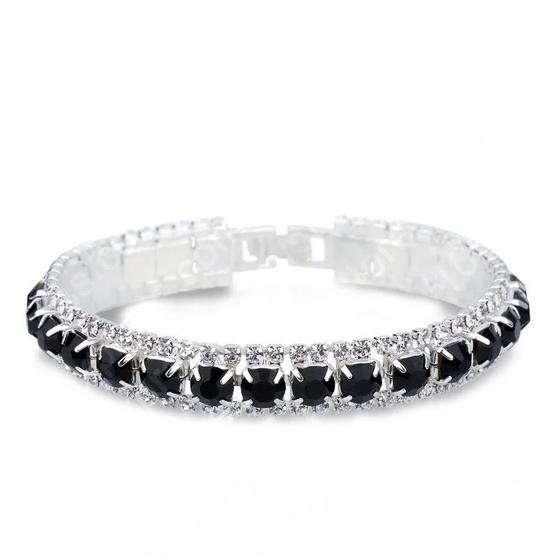 luckacco new arrival  925 sterling silver silve women classic jewelry holiday gift  clear red cubic zircon bracelet& bangle