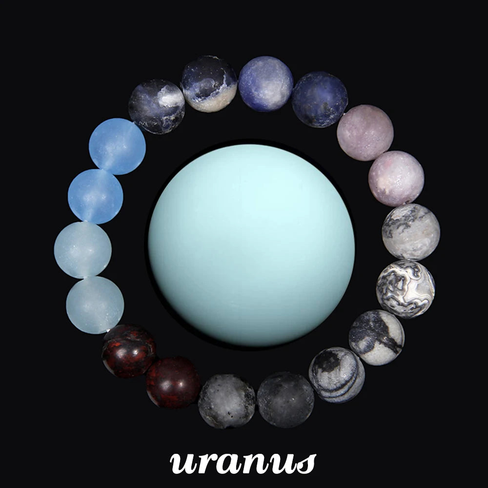 luckacco 2024 new universe galaxy bracelet simple 10mm natural sodalite turquoises stone bead bangle planet solar system earth mars gift