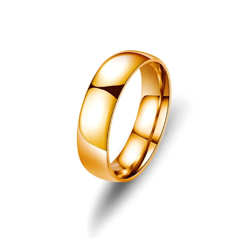 luckacco simple 6mm titanium ring women men prevent allergy high polished wedding rings stainless steel couple finger jewelry gifts
