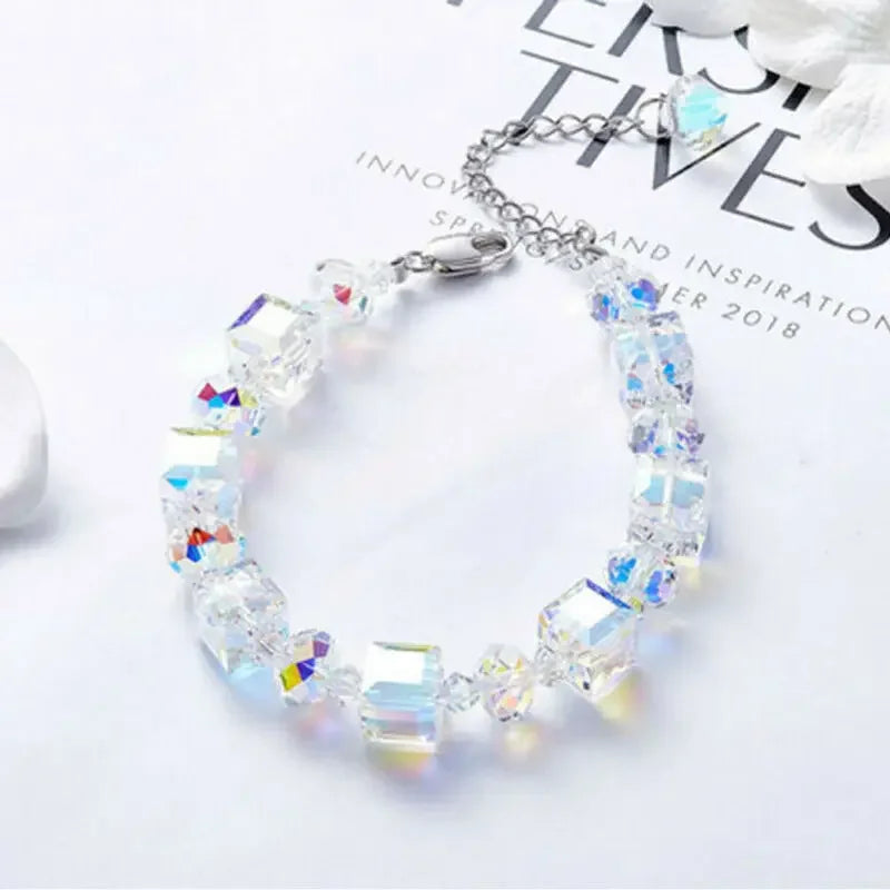 luckacco 2025 crystal rhinestone adjustable bracelet bangle wedding wristband bridal gift jewelry crystal bracelet gift for girlfriend