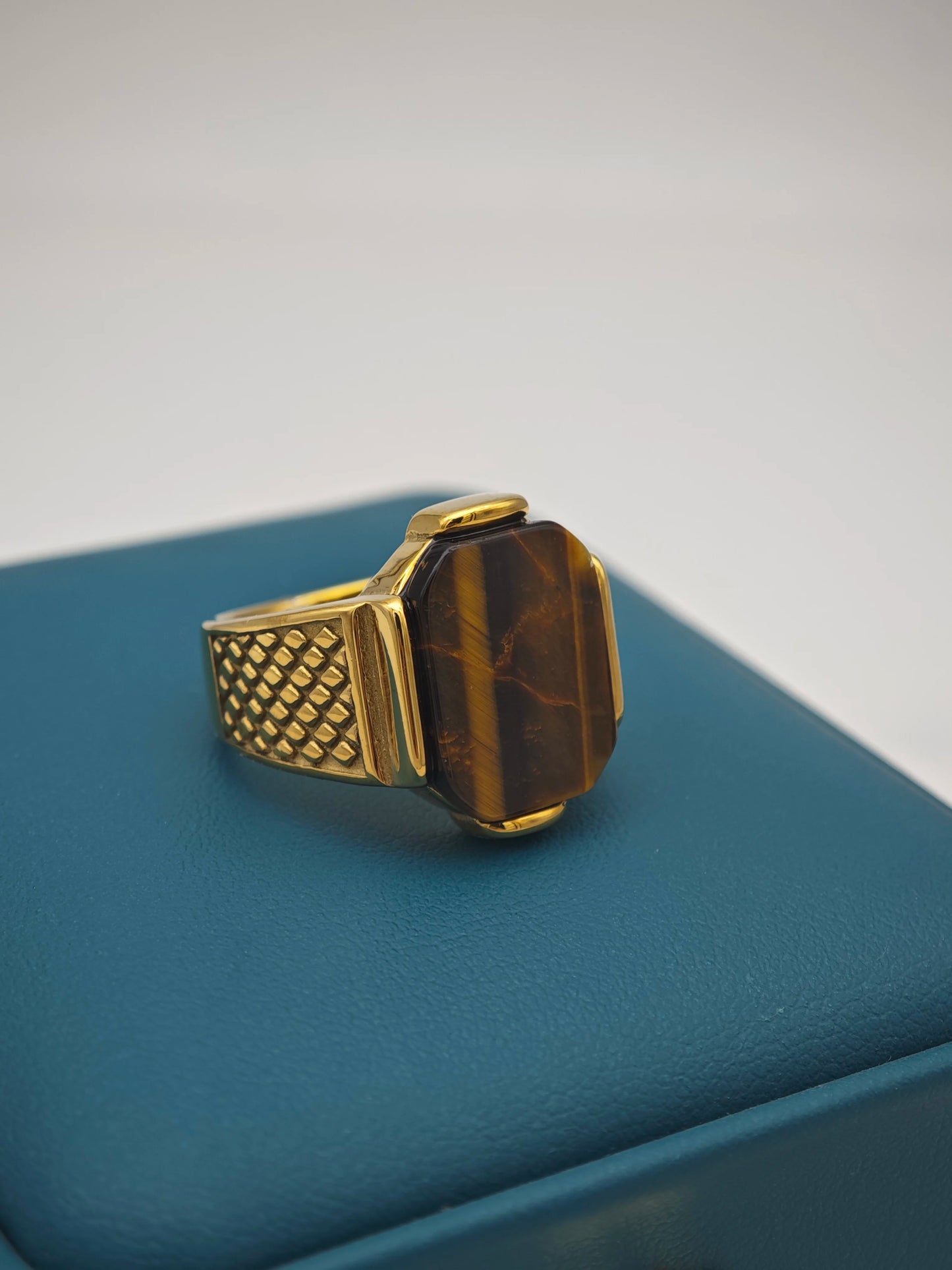 luckacco r3351g men's high quality vintage stainless steel gemstone styles ring jewelry