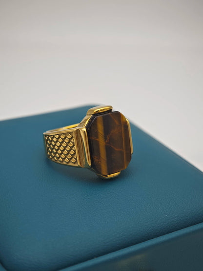 Luckacco R3351g Men's High Quality Vintage Stainless Steel Gemstone Styles Ring Jewelry