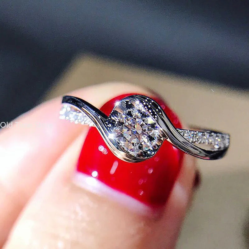 luckacco ring white cubic zirconia fashion versatile accessories for women high quality new jewelry
