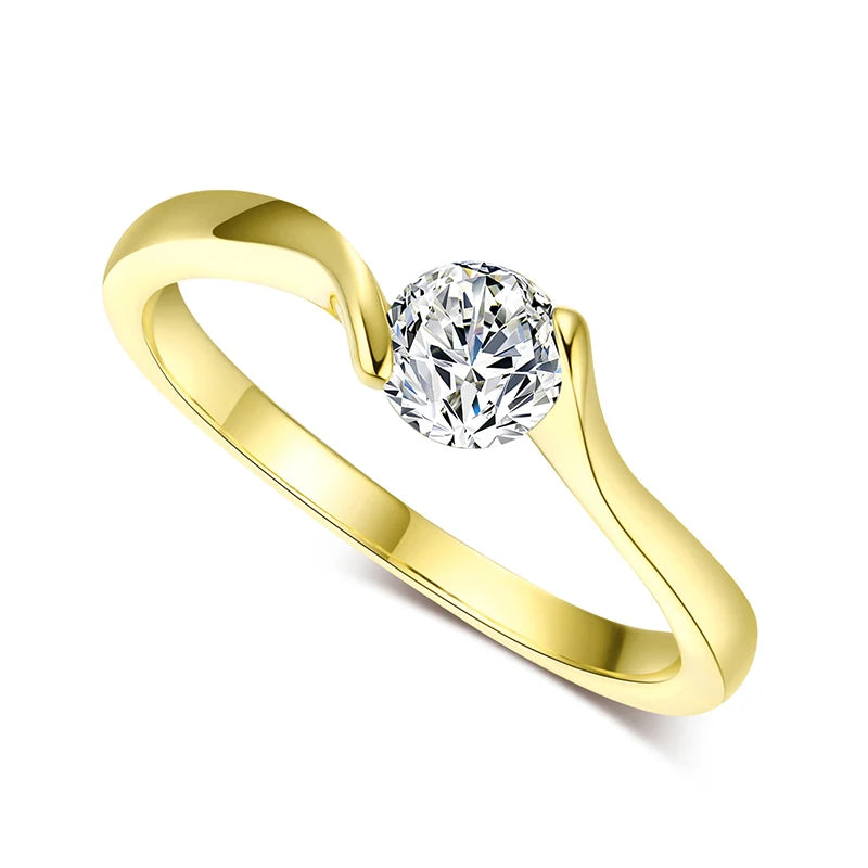 luckacco zhouyang wedding ring for women concise 4mm round cut cubic zirconia rose gold color engagement fashion jewelry zyr239 zyr422