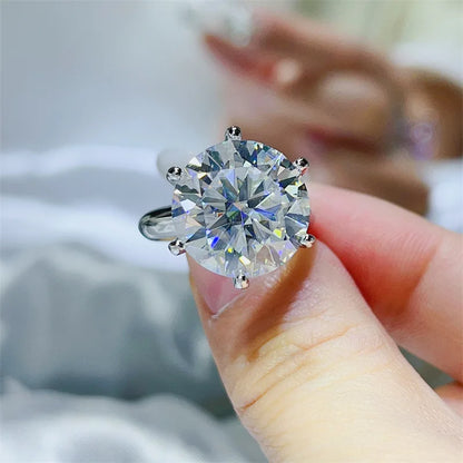 Luckacco Solitaire 5Ct D Color Moissanite Diamond Ring Real 925 Sterling Silver Party Wedding Band Rings for Women Men Engagement Jewelry