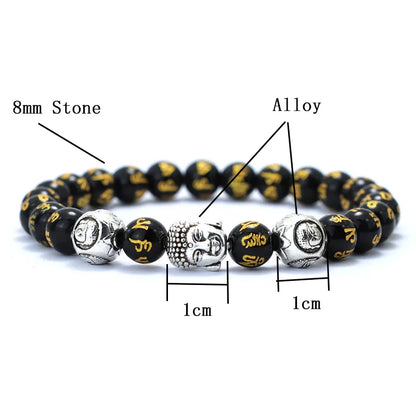 Luckacco Minimalist Men Bracelet Natural 8mm Stone Vintage Buddha Braclet Homme Meditation Yoga Jewelry Lava Tiger Eyes Beaded Braslet