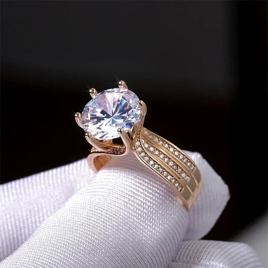Luckacco Кольцо Женское Sparkling Twisted Metal Inlaid White Zircon Ring For Women's Daily Wear To Receptions Jewelry Gift 반지