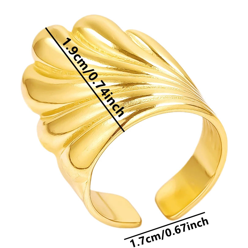 luckacco 1pc stylish marine jewelry ocean sea animals conch starfish shell ring stainless steel jellyfish scallop rings women charm gift