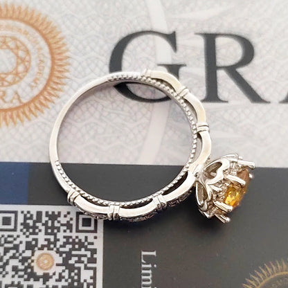 Luckacco 100% True1ct Yellow Green Moissanite Vintage Ring GRA Certificate Passed Diamond Test Women Anniversary Jewelry Gift S925 Silver