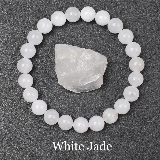 Luckacco Natural Aquamarins Quartzs Beads Bracelet Women Men 6mm 8mm Sky Blue Stone Round Bead Bracelet Elastic Rope Energy Jewelry Gift
