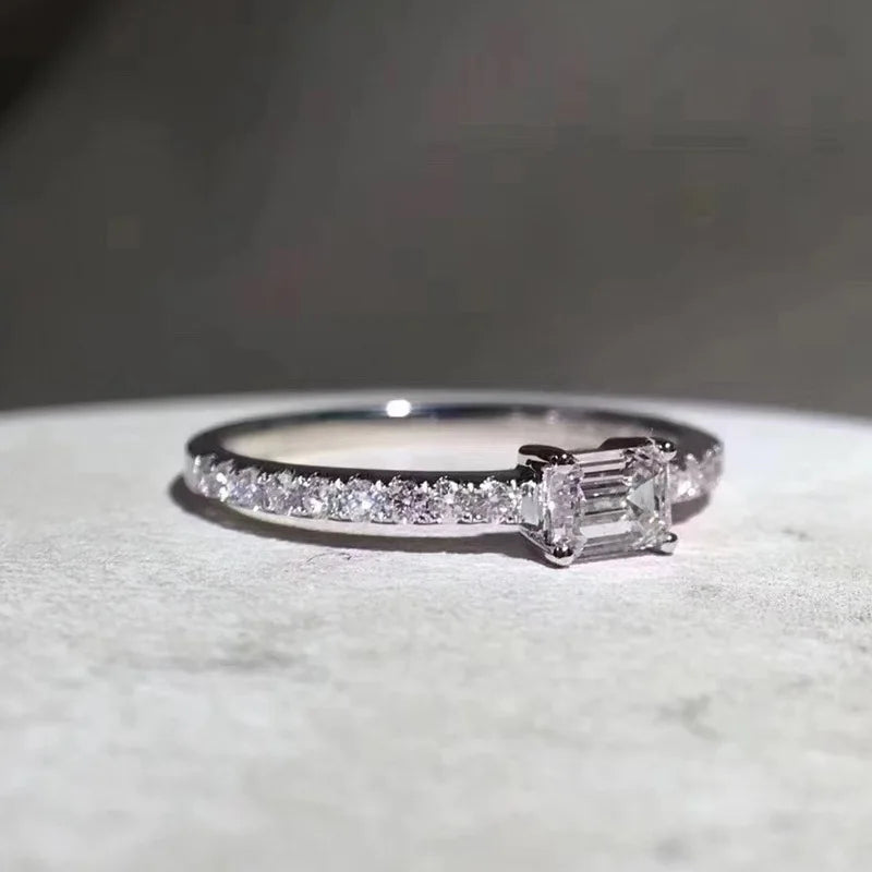 luckacco daily picks gorgeous low-key women wedding ring with crystal cubic zirconia exquisite thin band female finger-rings statement jewelry