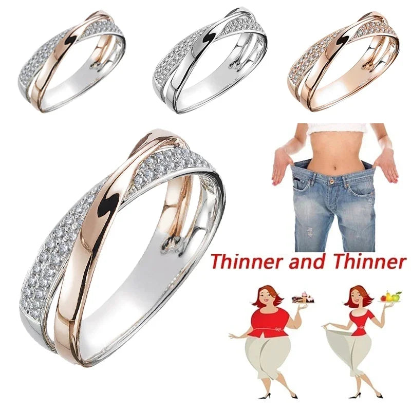 luckacco magnetic slimming rings weight loss health care fitness jewelry burning weight design therapy lose fashion x shape cross ring