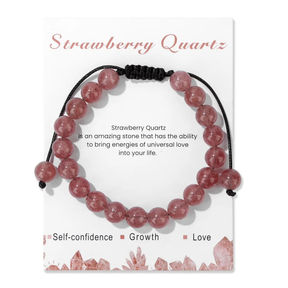 luckacco adjustable healing amethysts bracelets for women men natural stone 8mm beads braided bracelet stress relief anxiety jewelry
