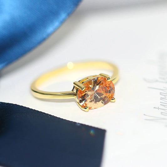 Luckacco Wedding Dating Ring For Women Simple Solitaire Ring With Oval Candy Stone Zircon Gold Color Engagement Gift Fashion Jewelry R865