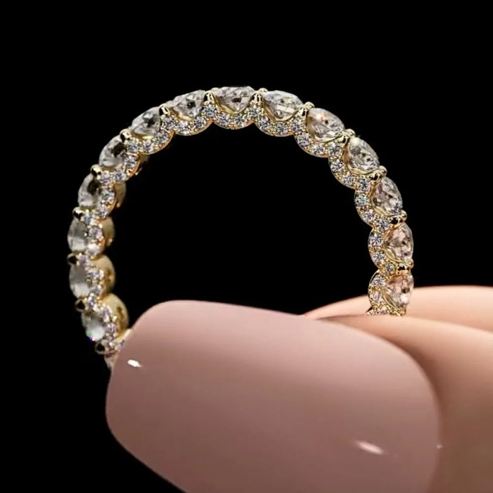 luckacco luxury full crystal small round stone engagement rings for women silver color white zircon wheel ring wedding band jewelry gift