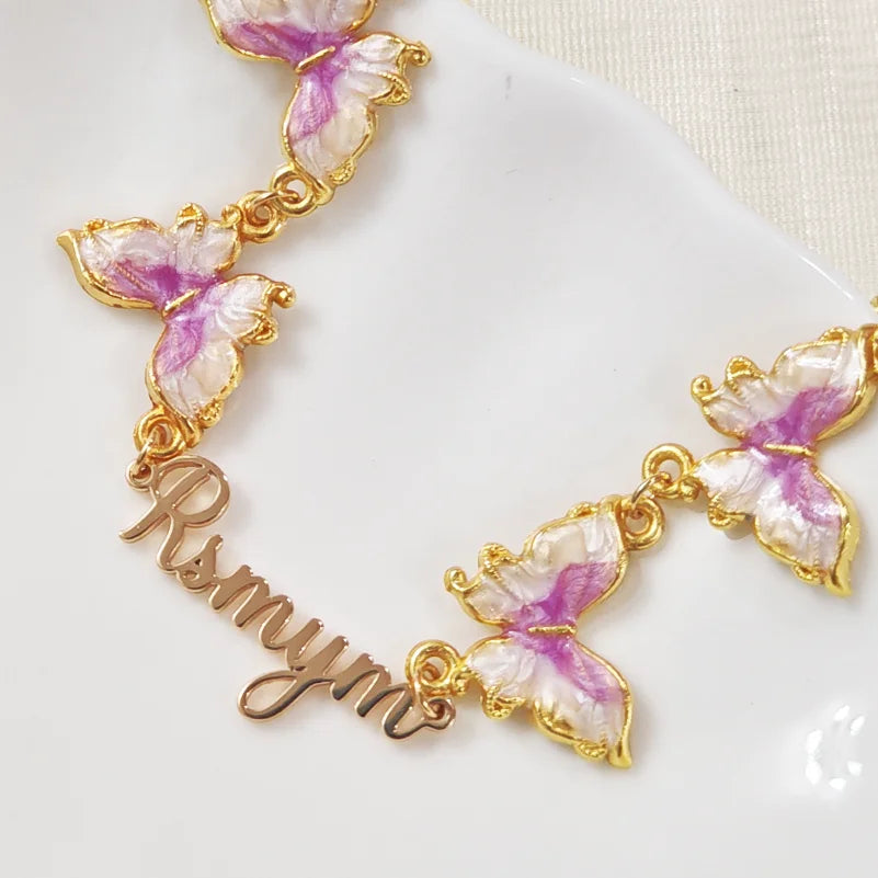 luckacco customized bracelet gold butterfly bracelet customized name women's jewelry gift valentine's day gift