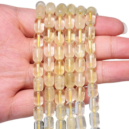 Luckacco 9x6MM Cylinder Lemon Quartz Natural Stone Loose Spacer Beads for Jewelry Making DIY Earrings Bracelet Charms Accessories