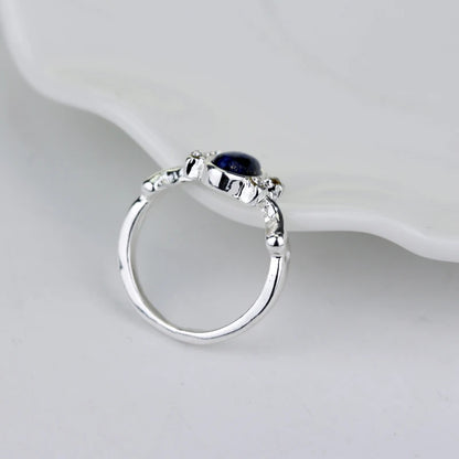 Luckacco 1 Pc The Vampire Diaries Rings Elena Gilbert Daylight Rings Vintage Crystal Ring With Blue Lapis FashionJewelry Movies Cosplay