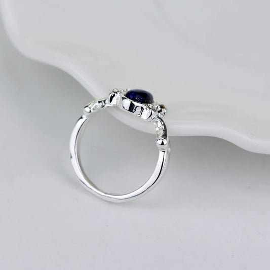 Luckacco 1 Pc The Vampire Diaries Rings Elena Gilbert Daylight Rings Vintage Crystal Ring With Blue Lapis FashionJewelry Movies Cosplay