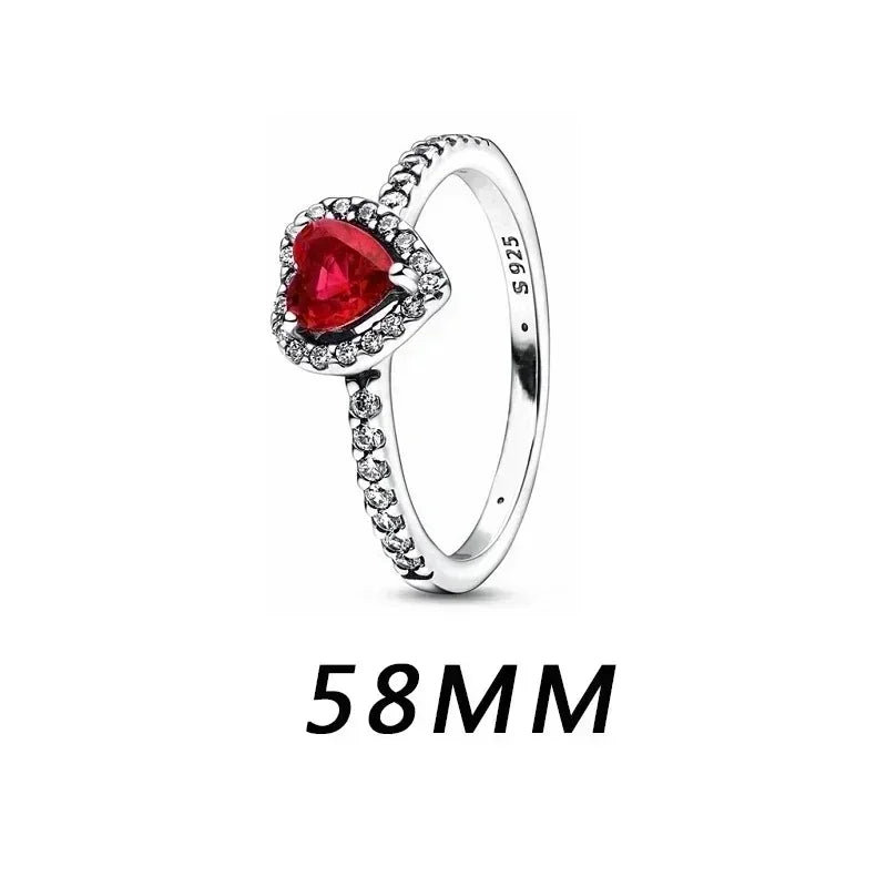 luckacco new 925 sterling silver heart-shaped pink ring necklace earring set luxurious sparkling charm jewelry fashion wedding gift