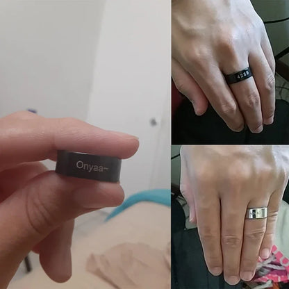 Luckacco 6/8mm Smooth Customized Stainless Steel Silver Color Ring for Women Men Custom Engrave Name Logo Lover Couple Charm Jewelry Gift