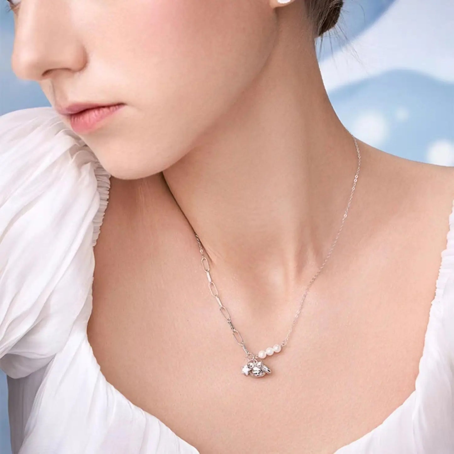 luckacco y2k melody crystal pendant necklace personality woman collar accessories fashion gifts cartoon kawaii necklace jewelry