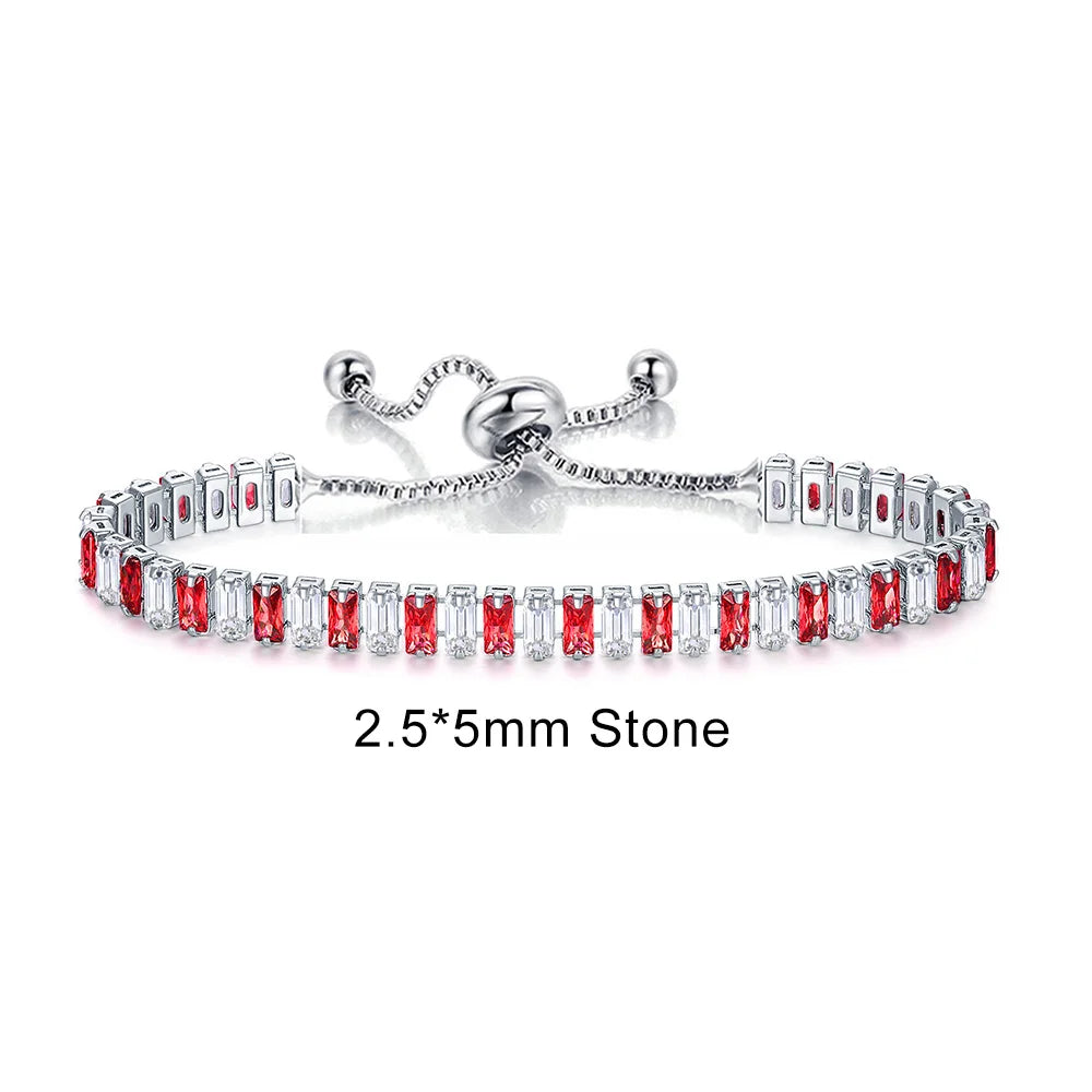 luckacco adjustable multicolor tennis bracelets for women ladies wedding rainbow colorful zircon charm bracelet hand chain jewelry dzh043
