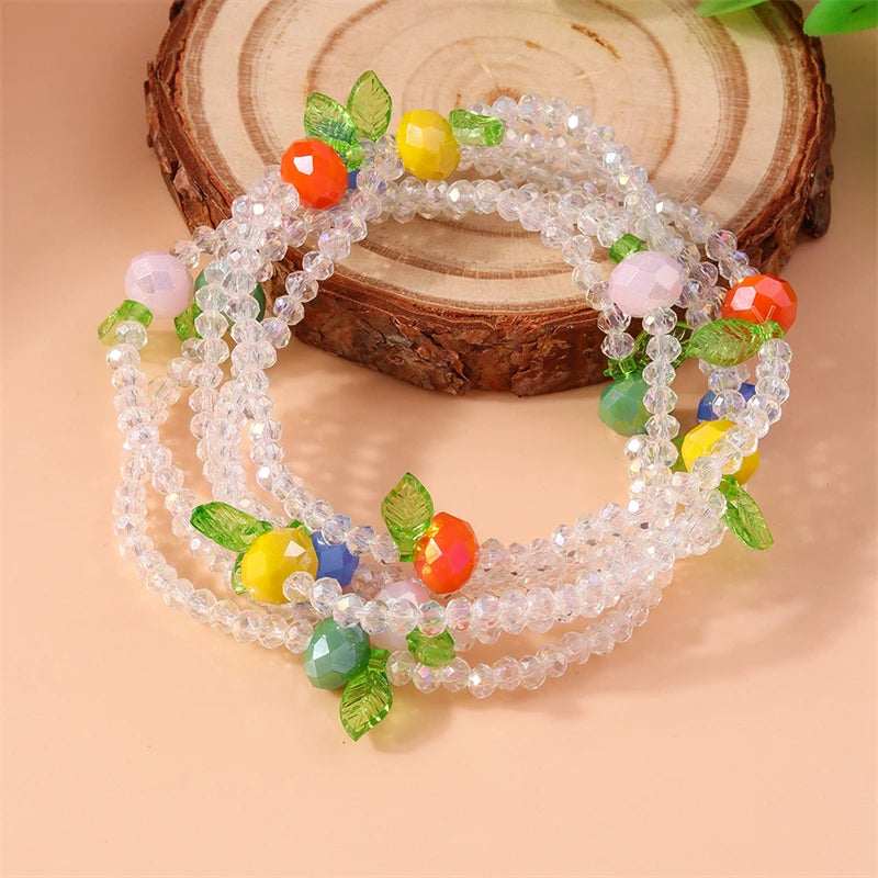 luckacco 5pcs/set fashion handmade beads bracelets for women girls party fesitval jewelry gifts