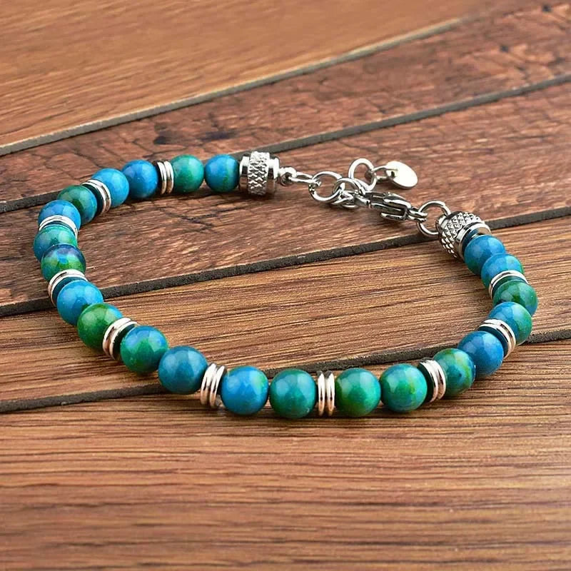 luckacco pulseras hombre natural stone man beaded bracelets homme lapis lazuli phoenix stone men's bracelets for men fathers day gifts