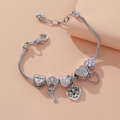 Luckacco 1PC Fashion Multi Element Accessories Drip Oil Rose Love Little Swan Pan Family Bracelet Jewelry Daily Dressing Party Gift -7633