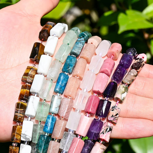 Luckacco 8MMx12MM Natural Stone Tube Beads, ,for Jewelry Making Bracelets Necklaces Earrings DIY Holiday Gifts