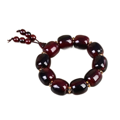 Luckacco Collection Authentic Tibetan Yak Horn Buddha Bead Bracelet for Middle-aged Bloodshot Hand String Body Sufficient Qi and Blood