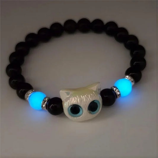 Luckacco Handmade 2pcs Couples Cute Cat Bracelet Unique Stylish Hand Rope For Women Men Beaded Woven Bracelet Wrist Jewelry Gifts