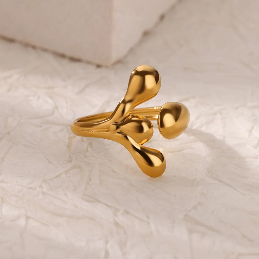 luckacco double heart rings for women gold color stainless steel open adjustable ring female fashion party wedding aesthetic jewelry gift