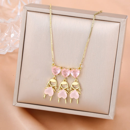 Luckacco Hot Sale Gold Plated Heart-Shaped Crystal Boys Girls Pendant Necklace For Women Girls Daily Wear Choker Birthday Gift Jewelry