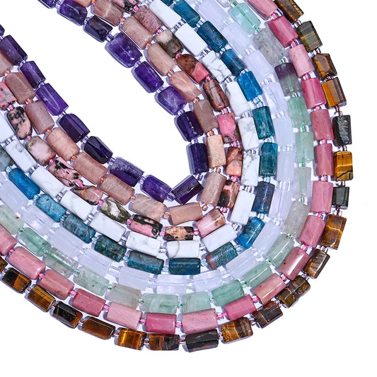 Luckacco 8MMx12MM Natural Stone Tube Beads, ,for Jewelry Making Bracelets Necklaces Earrings DIY Holiday Gifts