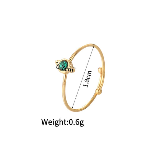 Luckacco Multiple Styles 14K Gold Color Adjustable Ring Stainless Steel Natural Stone Turquoise Zircon Rings For Women Girl Jewelry Gifts