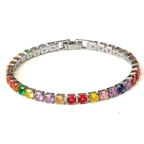 Luckacco 17/19CM Tennis Bracelet Cubic Zirconia Iced Out Crystal Chain Bracelet for Women Luxury Men Bracelet Chain Homme Jewelry Gifts