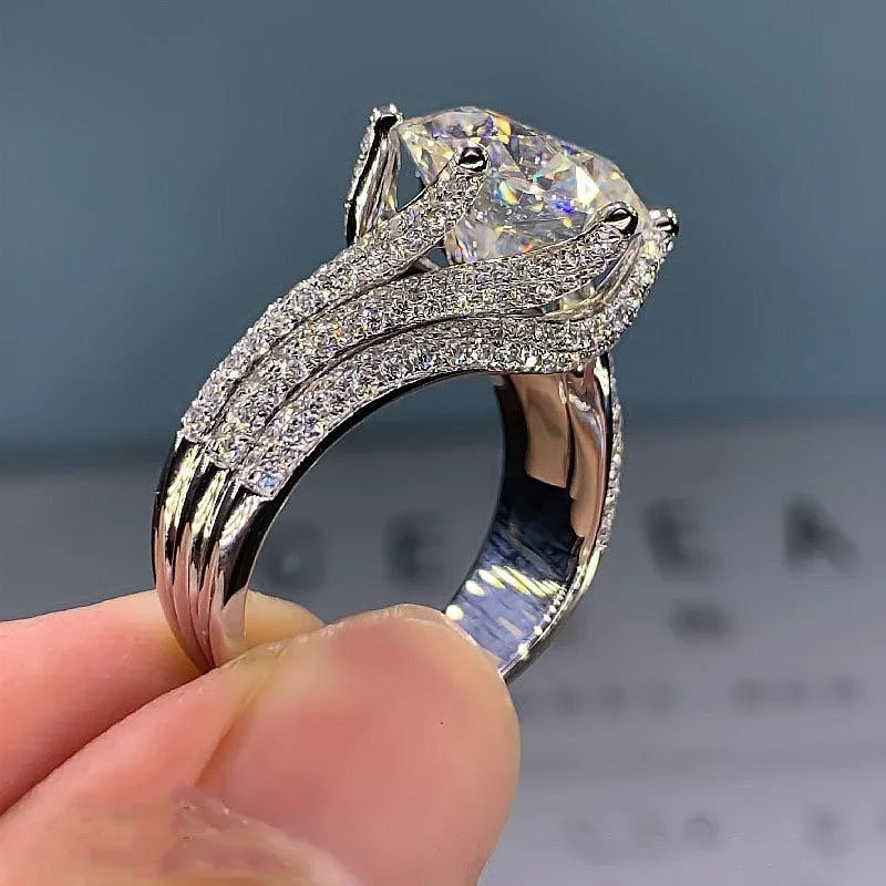luckacco modern women's wedding rings brilliant crystal cubic zirconia high-quality silver color female ring engagement jewelry