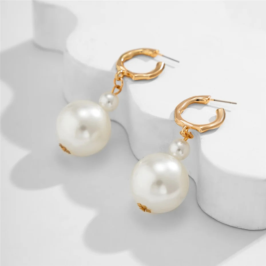 luckacco exaggerated fashion big imitation pearl choker necklace for women wedding bridal temperament bead maxi chain christmas jewelry
